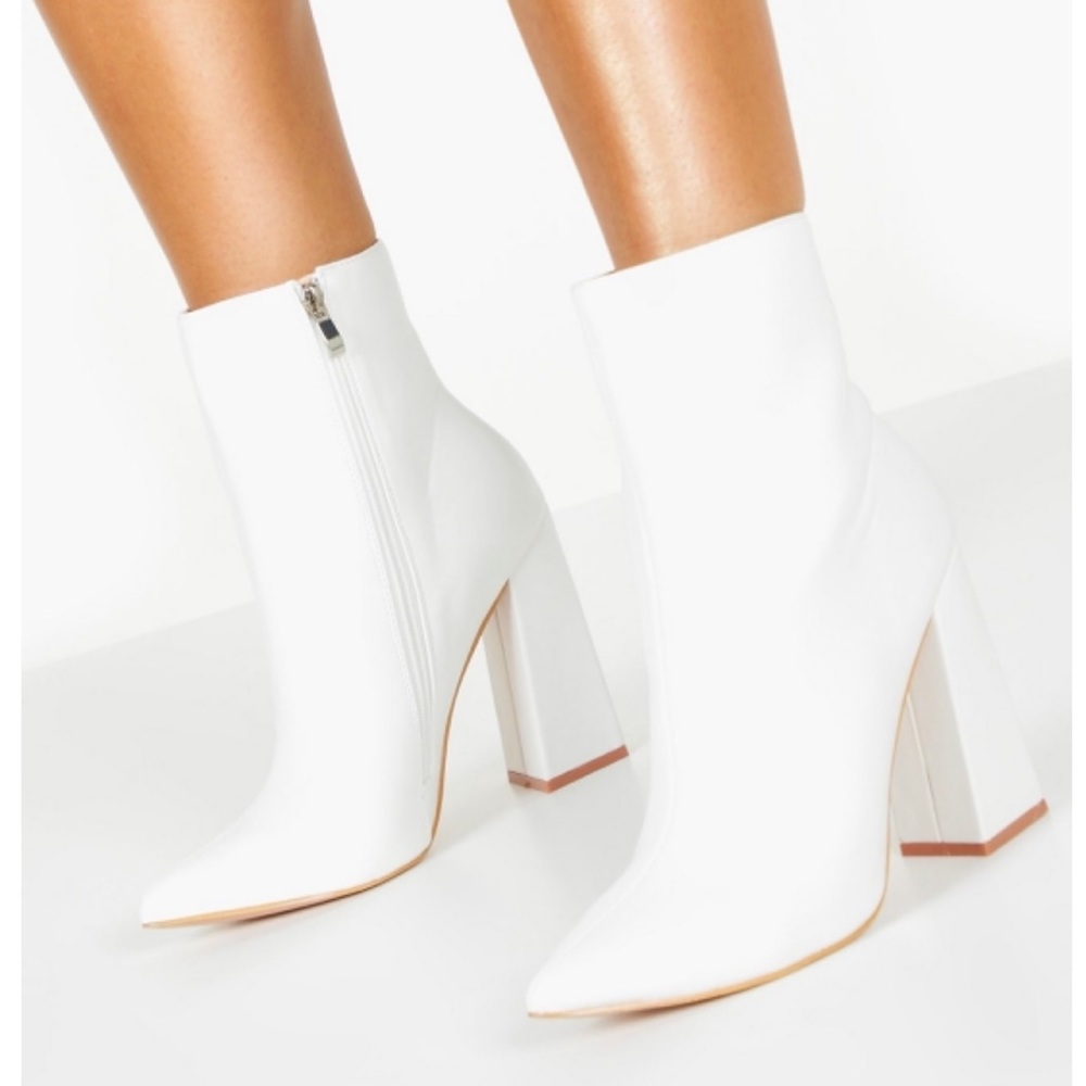Patent White Booties